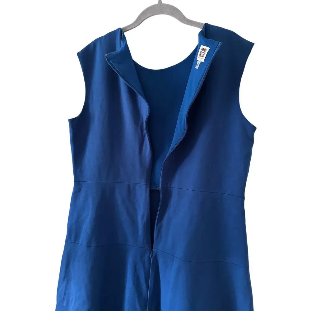 Anne Klein Blue Fit & Flare Sheath Dress Size 14 Sleeveless Career Office Midi - Picture 10 of 11